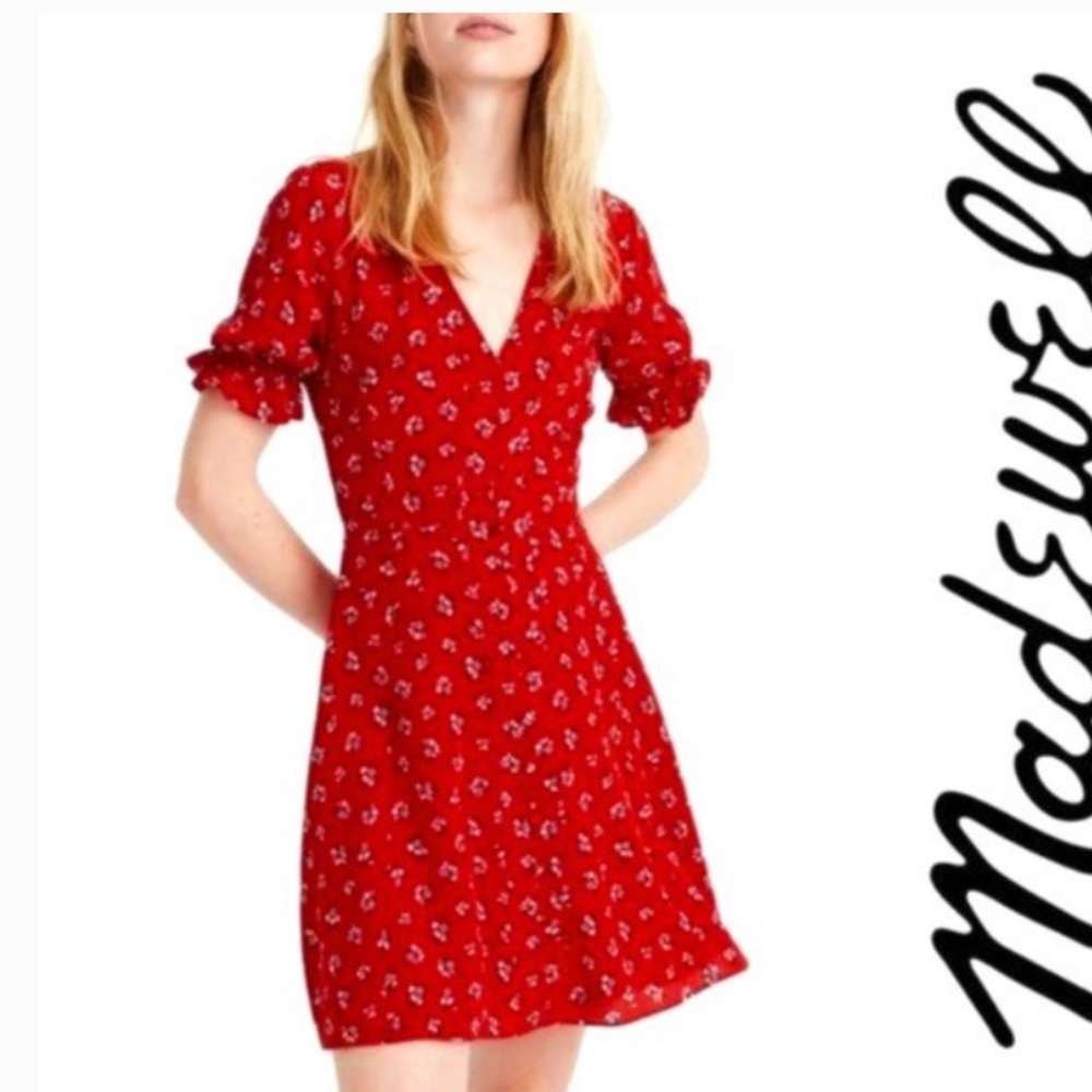 Madewell Silk red floral dress
